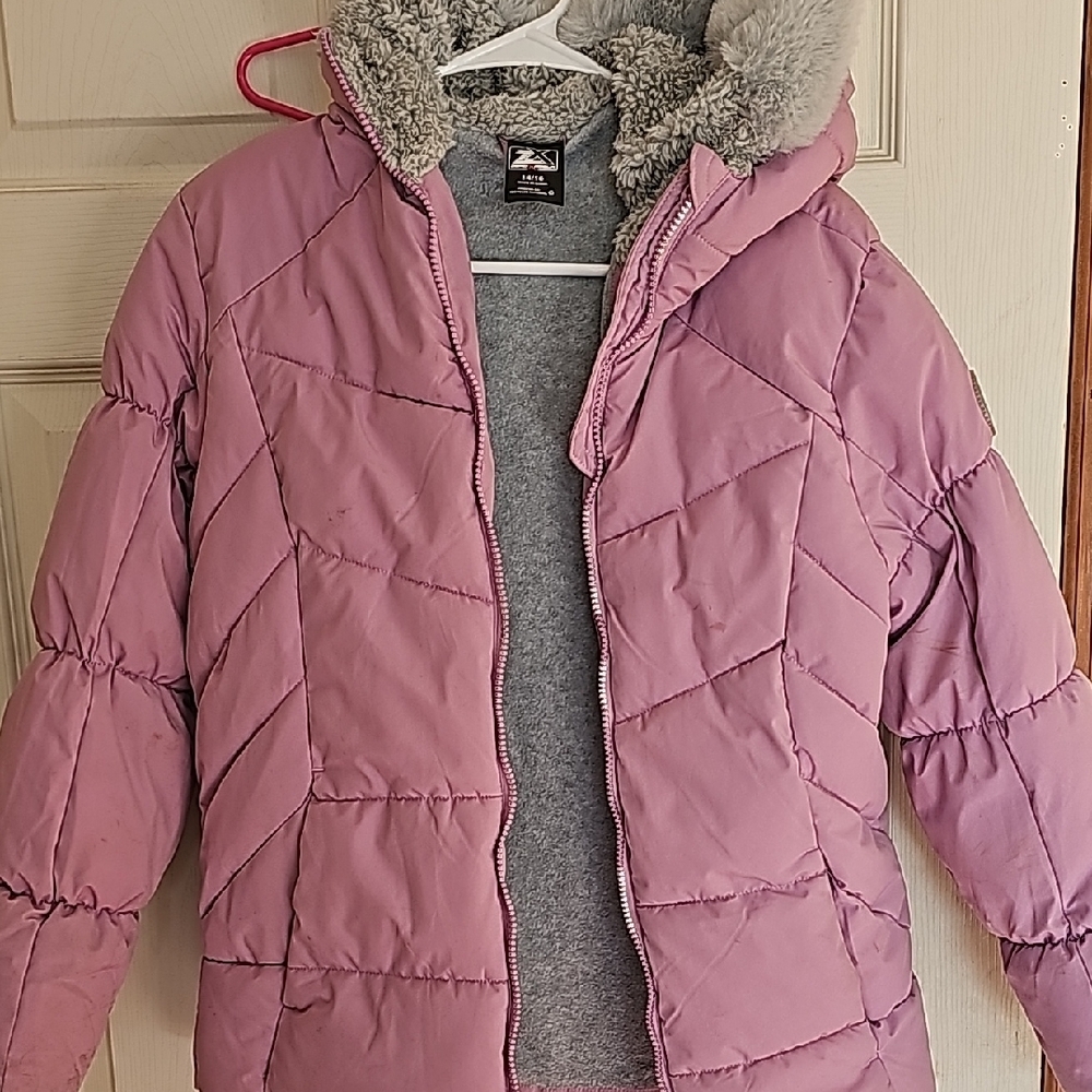 Pink Quilted Puffer Jacket with Hood
